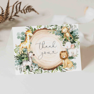 Tarjeta de agradecimiento de Safari Animals Baby S