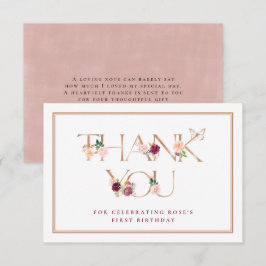 Tarjeta de agradecimiento de Saffron Rosa Gold But