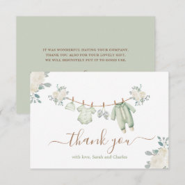 Tarjeta de agradecimiento de Sage Green Baby Cloth
