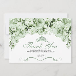 Tarjeta de agradecimiento de Sage Green Floral Qui