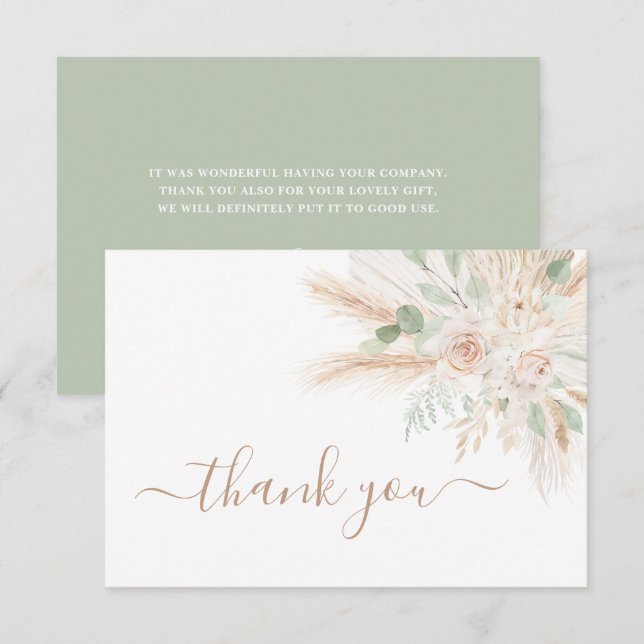 Tarjeta de agradecimiento de Sage Green Tropical (Anverso / Reverso)