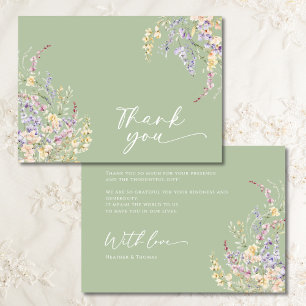 Tarjeta de agradecimiento de Sage Green Wildflower