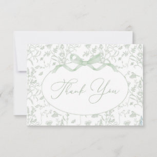 Tarjeta de agradecimiento de Sage Toile Baby Showe