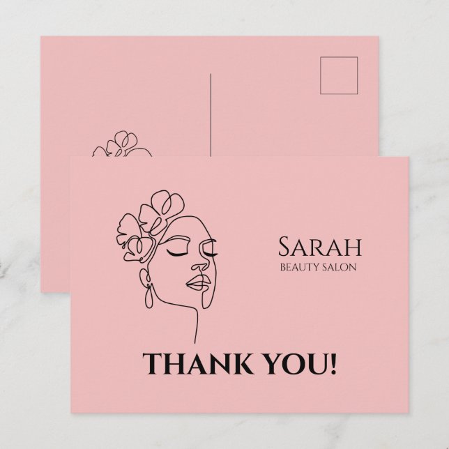 Tarjeta de agradecimiento de salón de belleza (Anverso / Reverso)
