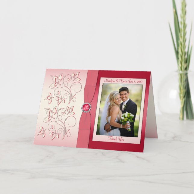 Tarjeta de agradecimiento de sandía rosa con foto (Anverso)