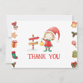 Tarjeta de agradecimiento de Santa Claus Elfo de N