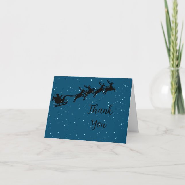 Tarjeta de agradecimiento de Santa Claus Sleigh (Anverso)