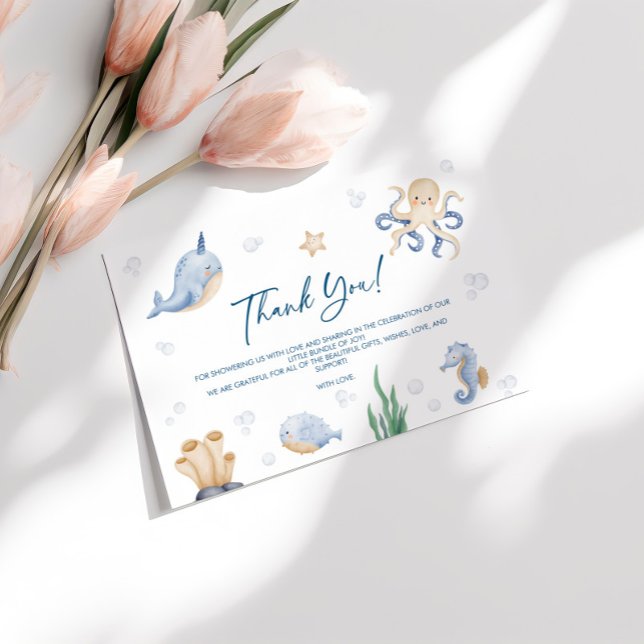 Tarjeta de agradecimiento de Sea Animals Baby Show (Subido por el creador)