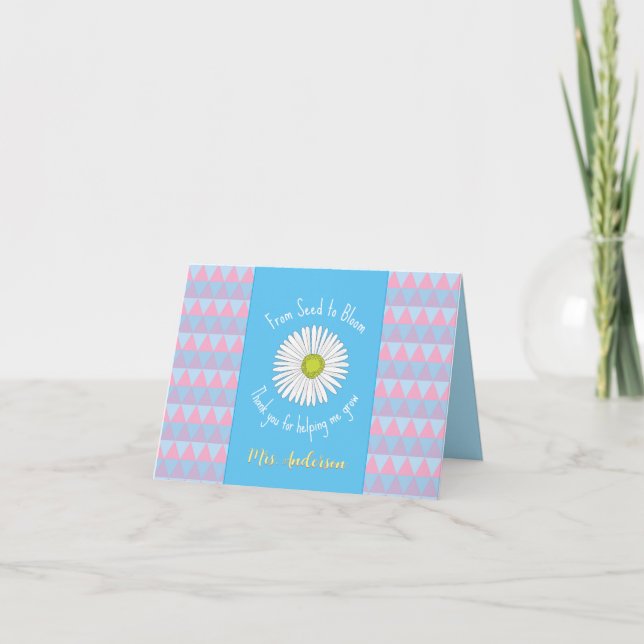 Tarjeta De Agradecimiento De Semilla a Flor Maestra (Anverso)