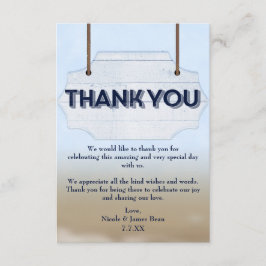 Tarjeta de agradecimiento de señal de madera blanc