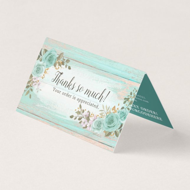 Tarjeta de agradecimiento de Shabby Chic Floral Ru (Anverso)
