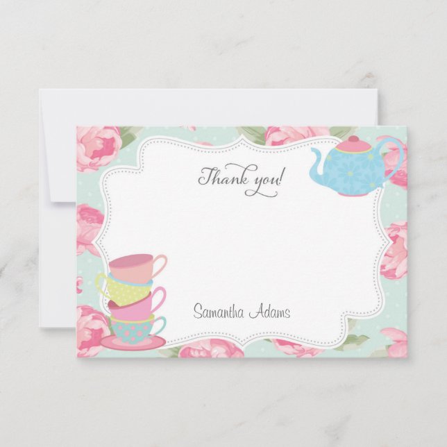 Tarjeta de agradecimiento de Shabby Chic Tea Fiest (Anverso)