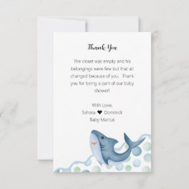 Tarjeta de agradecimiento de Shark Baby Shower