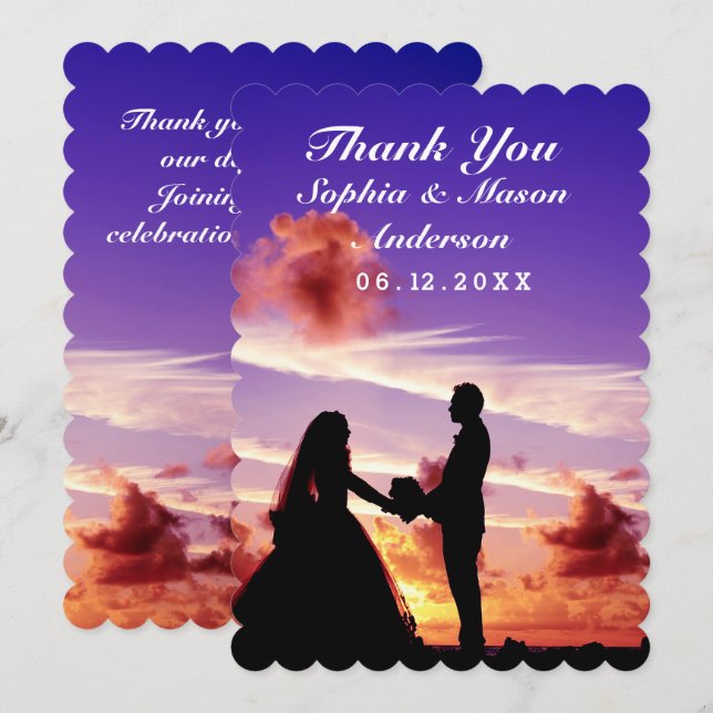 Tarjeta de agradecimiento de Silhouette Bride & Gr (Anverso / Reverso)