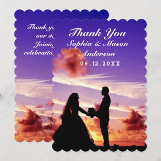 Tarjeta de agradecimiento de Silhouette Bride & Gr