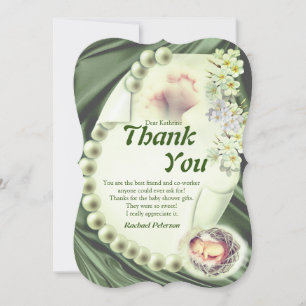Tarjeta de agradecimiento de Silky GREEN Pearl Bab