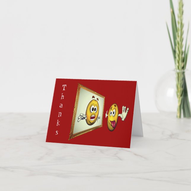 Tarjeta de agradecimiento de Silly Face Funny (Anverso)