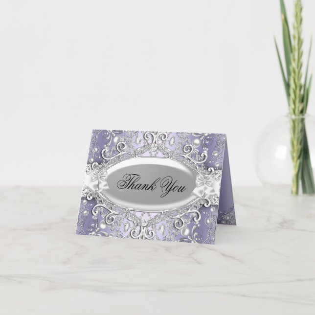 Tarjeta de agradecimiento de Silver & Purple Damas (Anverso)
