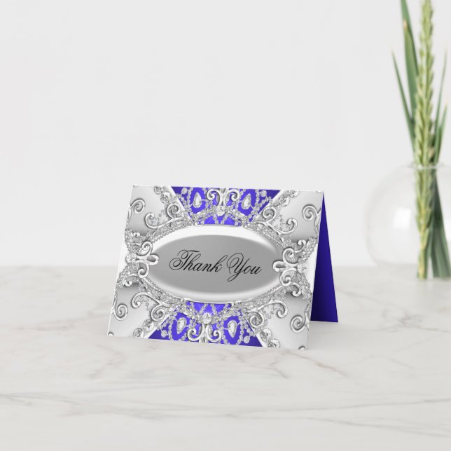 Tarjeta de agradecimiento de Silver y Blue Diamond (Anverso)