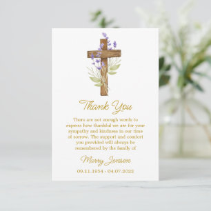 Tarjeta de agradecimiento de simpatía Cruz de lava