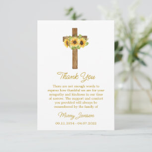 Tarjeta de agradecimiento de simpatía de cruz de g