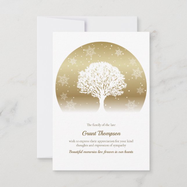 Tarjeta de agradecimiento de simpatía del árbol de (Anverso)