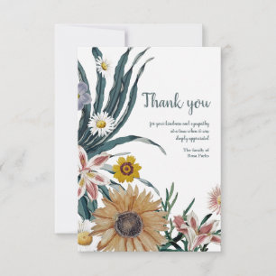 Tarjeta de agradecimiento de simpatía floral