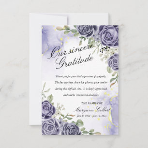 Tarjeta de agradecimiento de simpatía floral índig