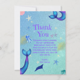 Tarjeta de agradecimiento de sirena | Bajo el mar