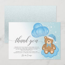 Tarjeta de agradecimiento de Sleepy Bear Balloon B