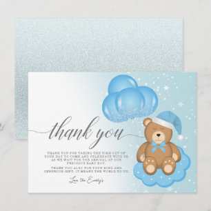 Tarjeta de agradecimiento de Sleepy Bear Balloon B