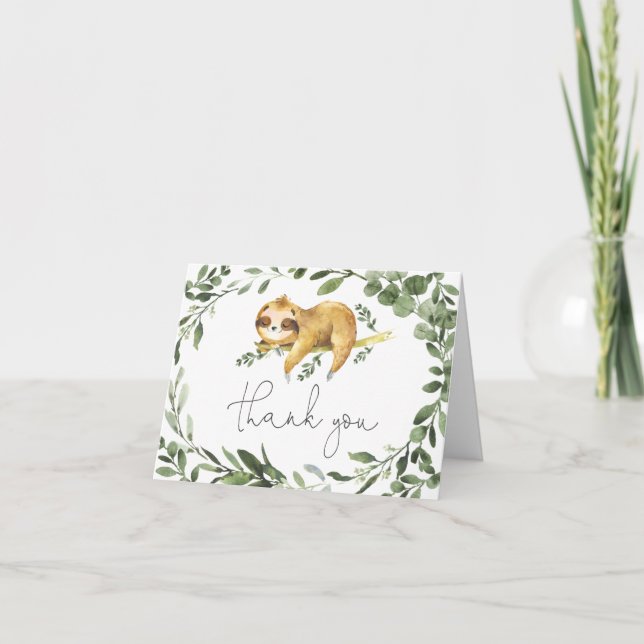 Tarjeta de agradecimiento de Sloth Baby Shower (Anverso)