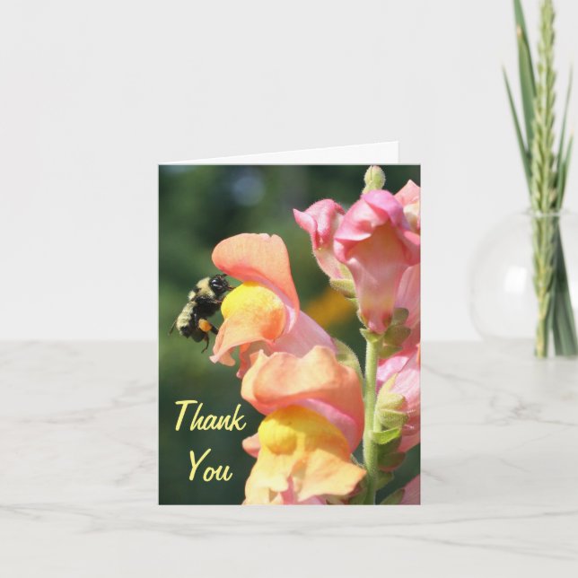 Tarjeta de agradecimiento de Snapdragon y Bee Flor (Anverso)