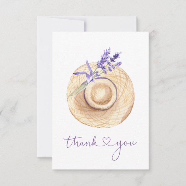 Tarjeta de agradecimiento de sombrero de paja con  (Anverso)