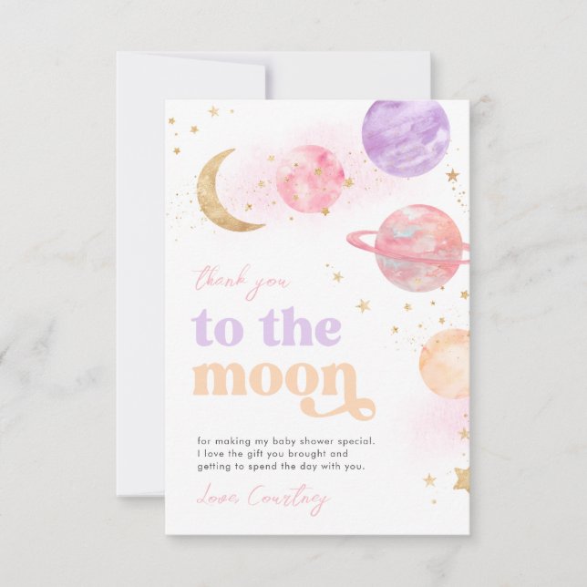 Tarjeta de agradecimiento de Space Baby Shower (Anverso)