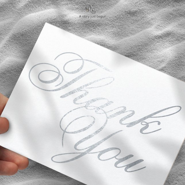 Tarjeta de agradecimiento de Starfish Beach Dream  (Starfish Beach Dream Foil Thank You Card with shimmering foil typography, close-up view.)