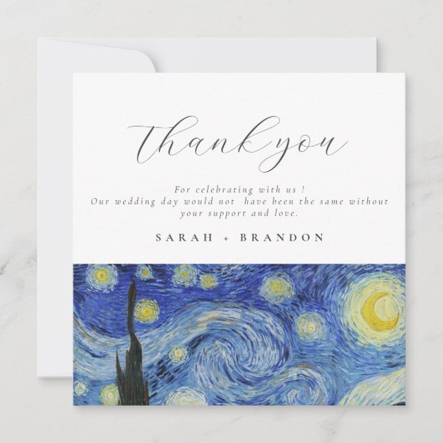 Tarjeta de agradecimiento de Starry night boda (Anverso)