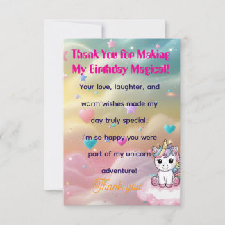 "Tarjeta de agradecimiento de Sueño Unicornio