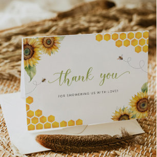 Tarjeta de agradecimiento de Sunflower Bee Baby Sh