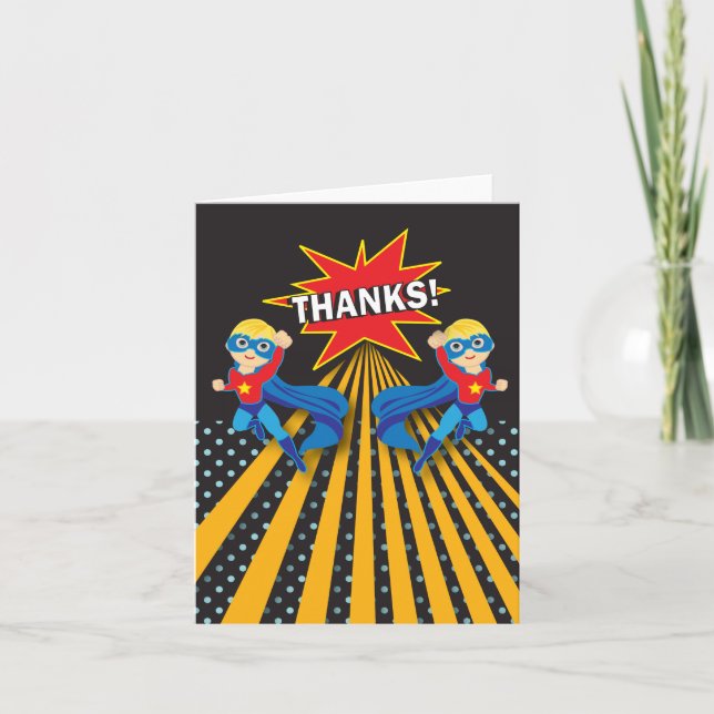 Tarjeta de agradecimiento de superhéroe | Gemelos (Anverso)