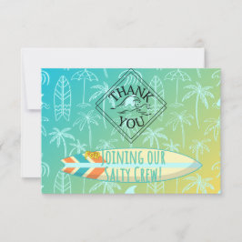 Tarjeta de agradecimiento de surfista
