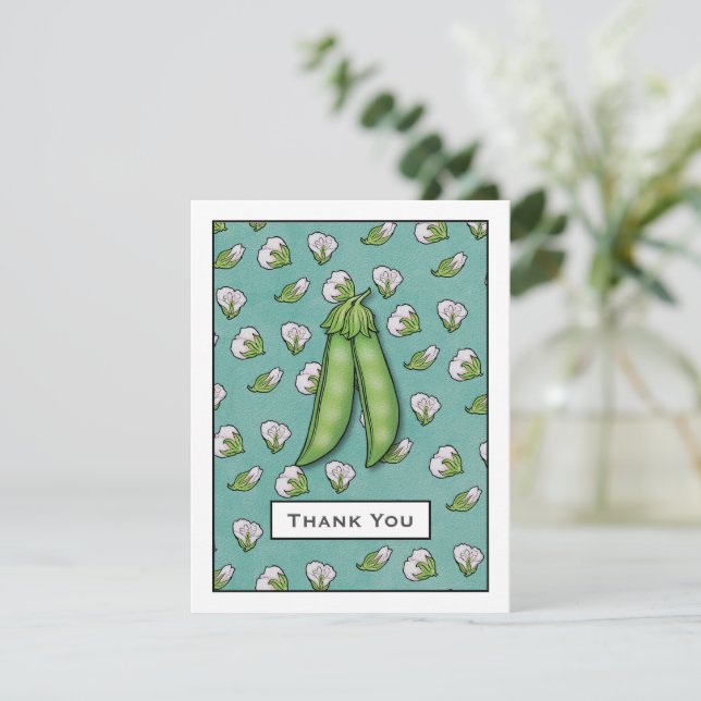 Tarjeta de agradecimiento de Sweet Peas Baby Showe (Anverso de pie)