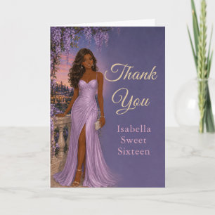 Tarjeta de agradecimiento de Sweet Sixteen floral 