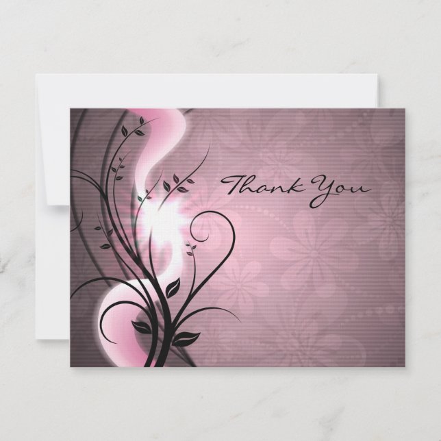 Tarjeta de agradecimiento de Swirls Flat Rosa (Anverso)