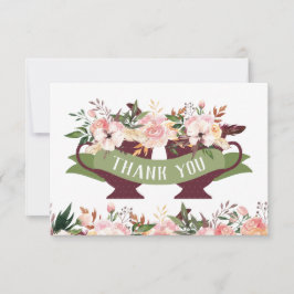 Tarjeta de agradecimiento de taza de té con flores