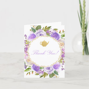 Tarjeta de agradecimiento de té de lavanda púrpura