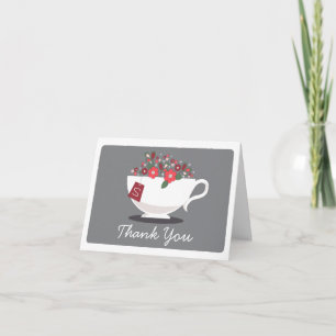Tarjeta de agradecimiento de Teacup Coral Floral