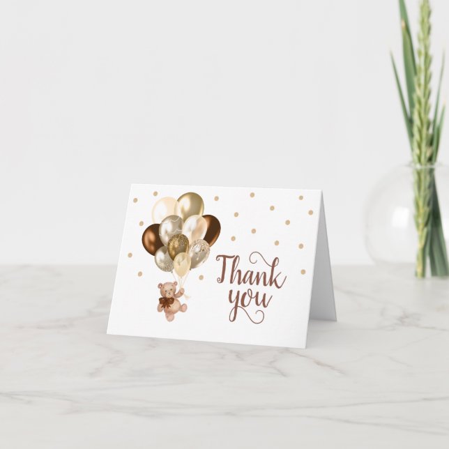 Tarjeta de agradecimiento de Teddy Bear Baby Showe (Anverso)