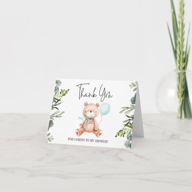Tarjeta de agradecimiento de Teddy Bear Baby Showe (Anverso)