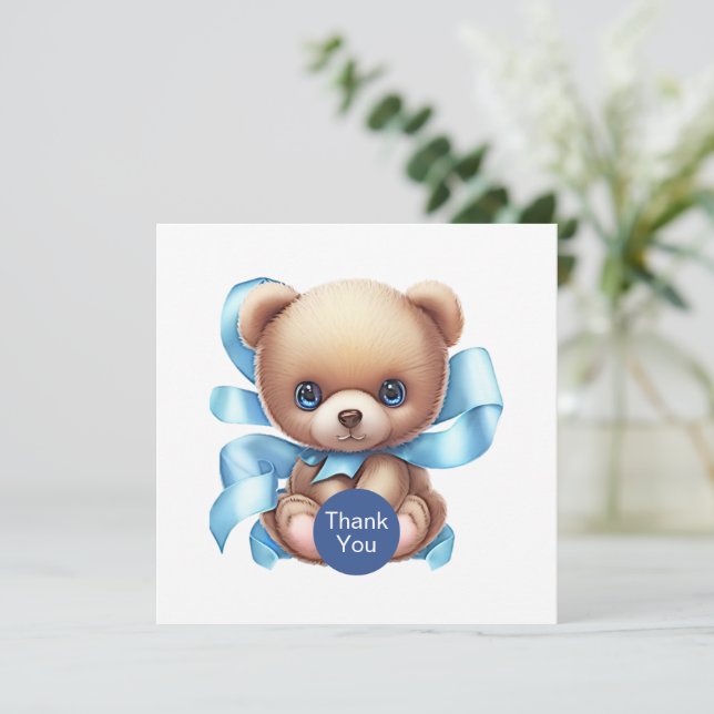 Tarjeta de agradecimiento de Teddy Bear Baby Showe (Anverso de pie)